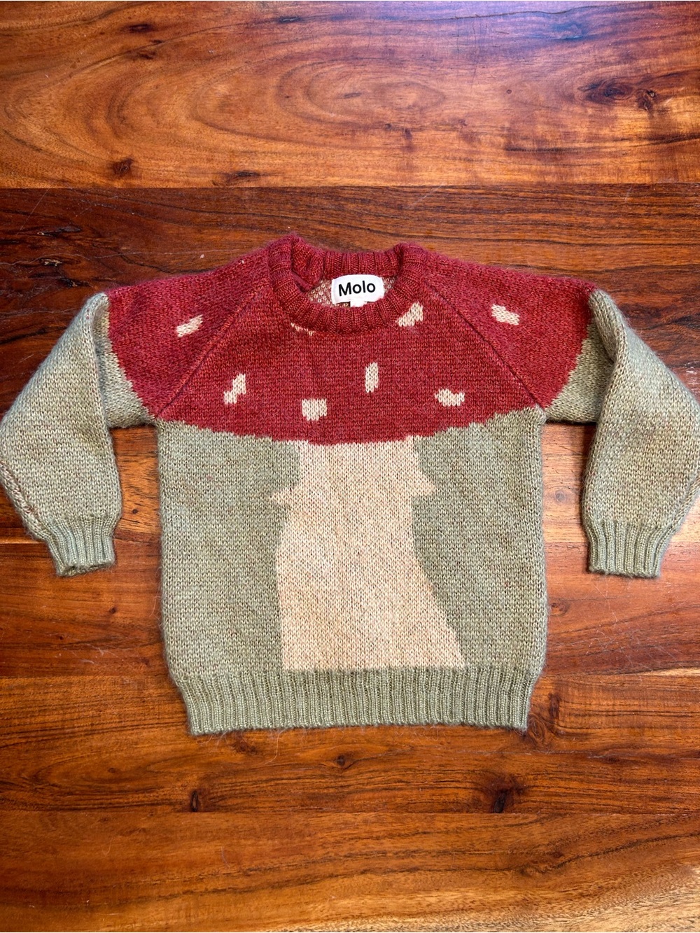 Molo kids alpaca wool mushroom knit sweater cottagecore